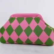 Green and pink clutch