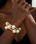 Vintage chunky pearl and gold bracelet set